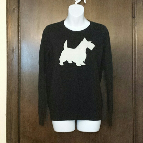 LOFT Sweaters - LOFT Black White Scottie Dog Crew Neck Sweater